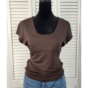 Ann Taylor Petites Scoop Neck Fitted Tee Chocolate Brown Soft Stretch Knit (S/P)